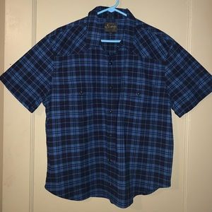 Lucky Brand Men Saturday Stretch Blue Short Sleeve